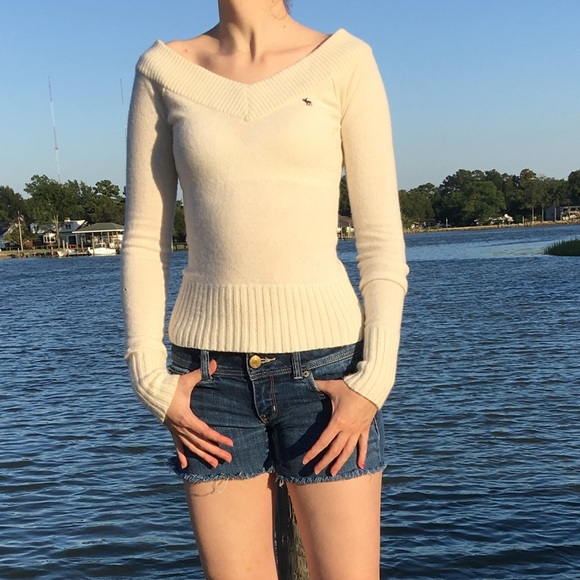Knit Angora cashmere wool V back V neck sweater - Picture 6 of 15